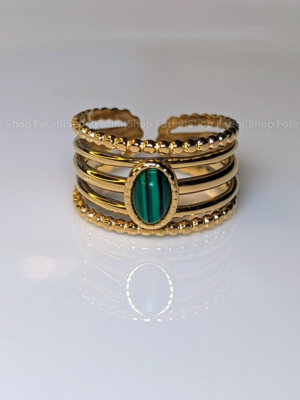 Green Stone Multi Band Ring