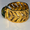 Green stone and Leaf cuff ring