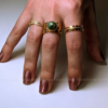 Green stone and Leaf cuff ring