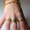 Green stone and Leaf cuff ring