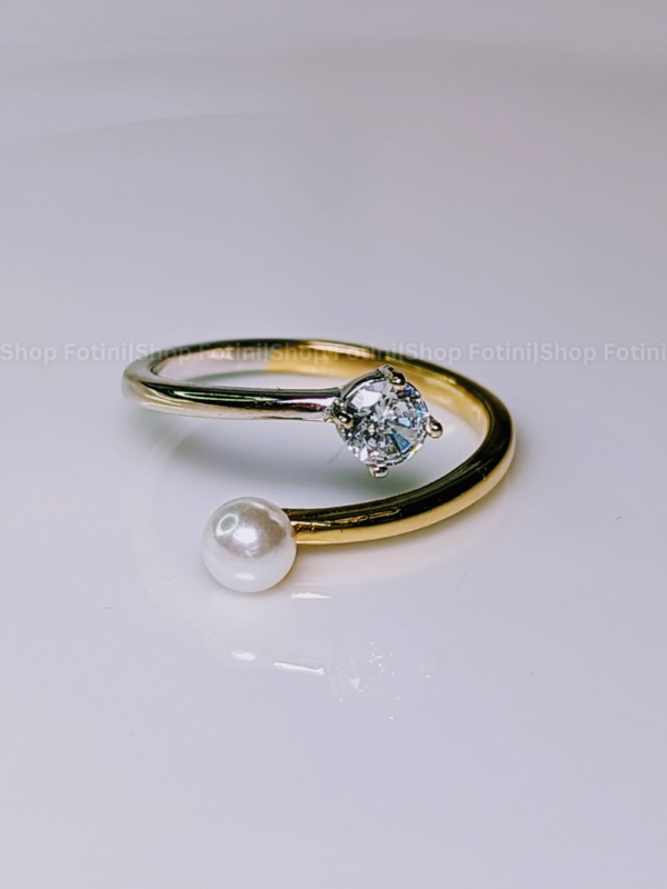 Pearl and Stone Wrap Ring