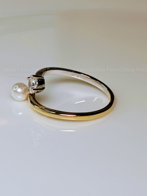 Pearl and Stone Wrap Ring