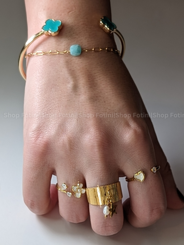 Dangling Star & Pearl Cuff Ring